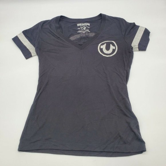 True Religion Women's Gray V-Neck Top - Picture 1 of 7